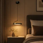 Modern Black Ring LED Pendant Light | Gold Accent Ceiling Chandelier - Image 5