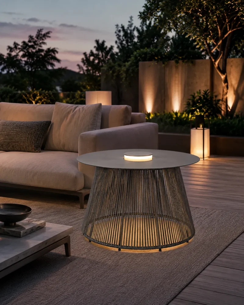 Nit Woven Solar Outdoor Floor Lamp for Patio and Garden Lounge Lighting - Image 2
