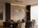 Wave Brass Linear Pendant Light – Modern Minimalist Kitchen Island Lighting - Image 3
