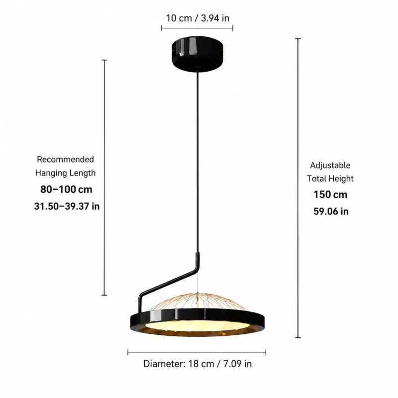 Modern Black Ring LED Pendant Light | Gold Accent Ceiling Chandelier - Image 3