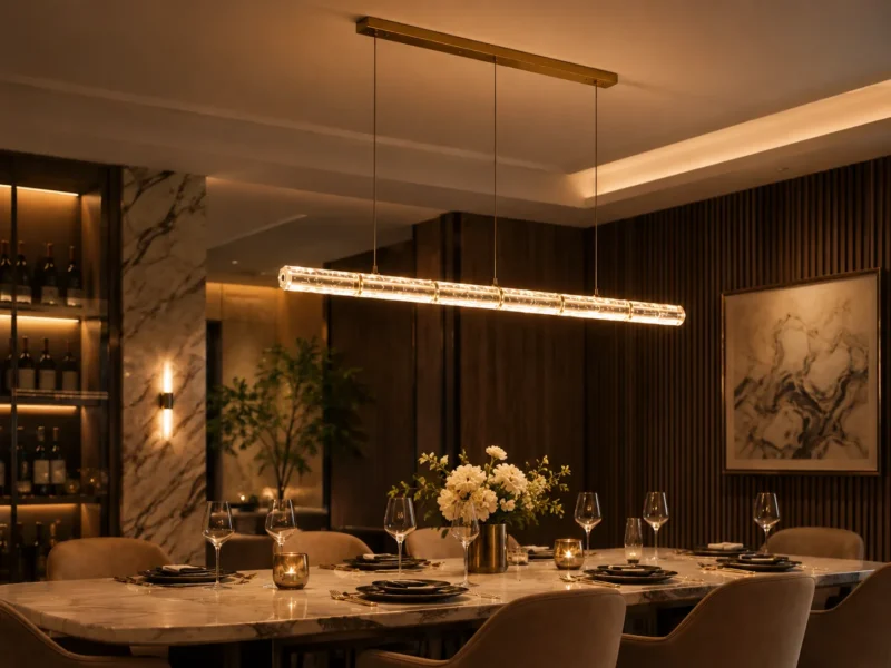 Champagne Gold Crystal Linear Pendant Light – Modern Kitchen Island Lighting - Image 4