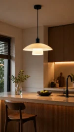 Full Spectrum Minimal Glow Pendant Light – Modern Beige LED Ceiling Pendant - Image 2