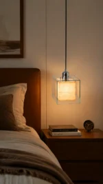 Modern Glass Cube Pendant Light | Minimalist LED Pendant Lighting Fixture for Interiors - Image 2