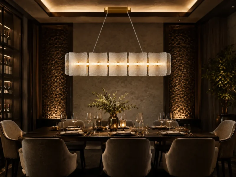 Aurora Ripple Linear Pendant Light | Modern Frosted Glass LED Chandelier - Image 5