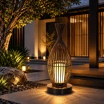 Outdoor Bamboo Lantern Garden Light | Warm White Decorative LED 3000K - Image 2