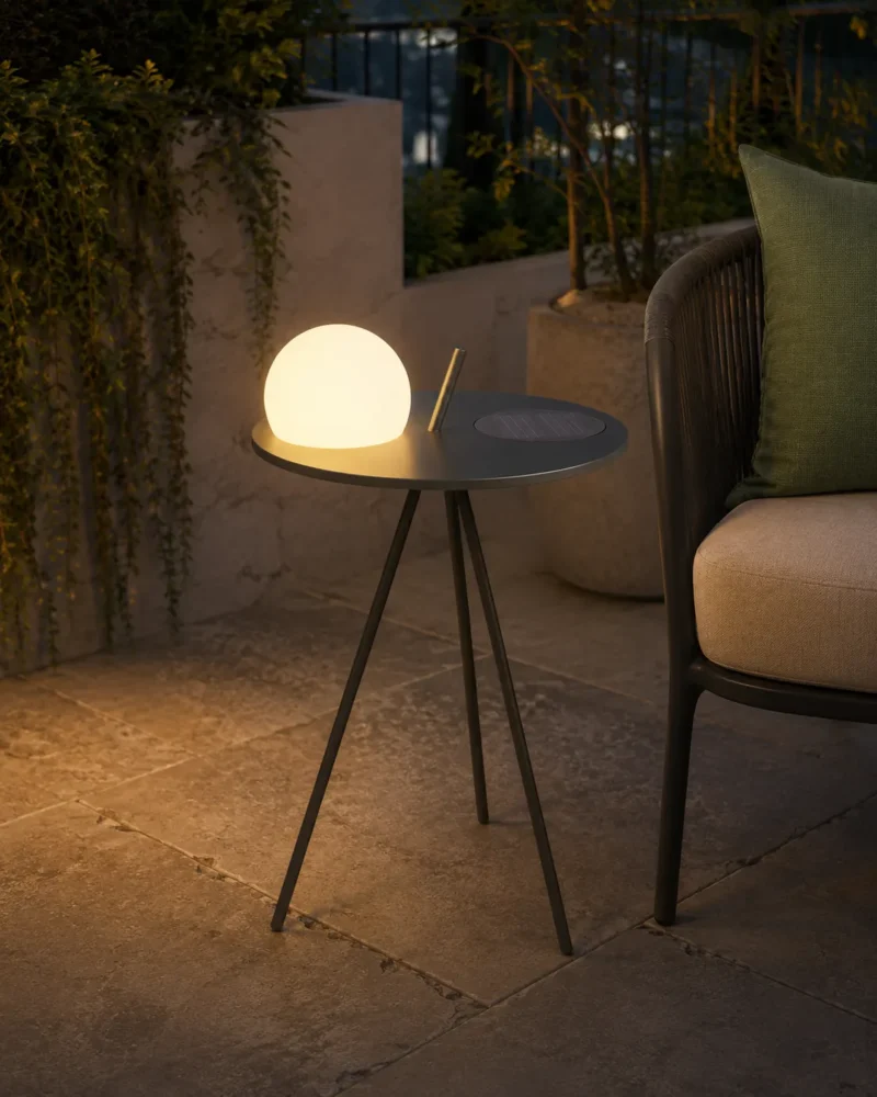 Soluna Solar Tripod Outdoor Table Lamp for Patio and Garden Lounge Lighting - Image 3