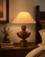 Wabi-Sabi Wood Table Lamp – Japanese Style Bedside Lighting Fixture - Image 4