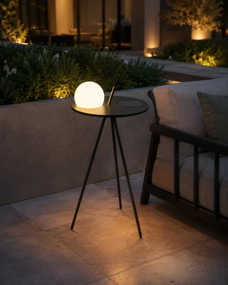 Soluna Solar Tripod Outdoor Table Lamp for Patio and Garden Lounge Lighting - Image 2