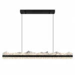 Ice Mountain Double Row Linear Pendant Light | Modern Black LED Chandelier