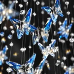 Crystal Butterfly Cascade Chandelier | Luxury Blue Crystal Staircase Lighting Fixture - Image 5