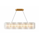 Aurora Ripple Linear Pendant Light | Modern Frosted Glass LED Chandelier