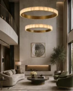 Alabaster Avalon Halo Chandelier in Brass or Black - Image 2