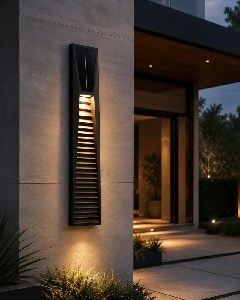 Obsidian Black Solar Outdoor Wall Light for Garden and Villa Exterior Lighting - Image 2