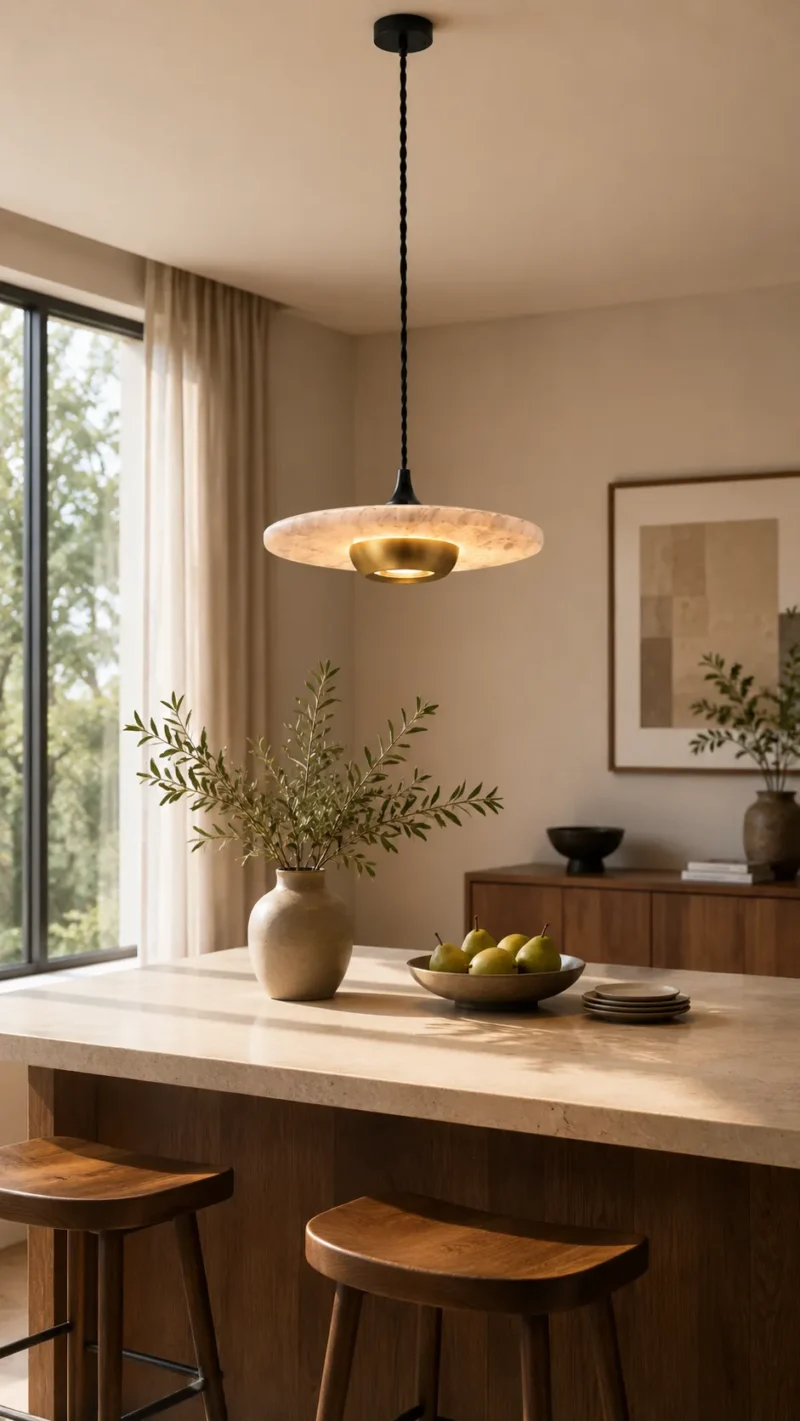 Modern Marble Pendant Light | Natural Stone LED Pendant Lighting Fixture for Interiors - Image 4