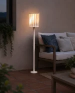 Pleated Glow White Outdoor Floor Lamp for Patio and Garden Lighting - Image 3