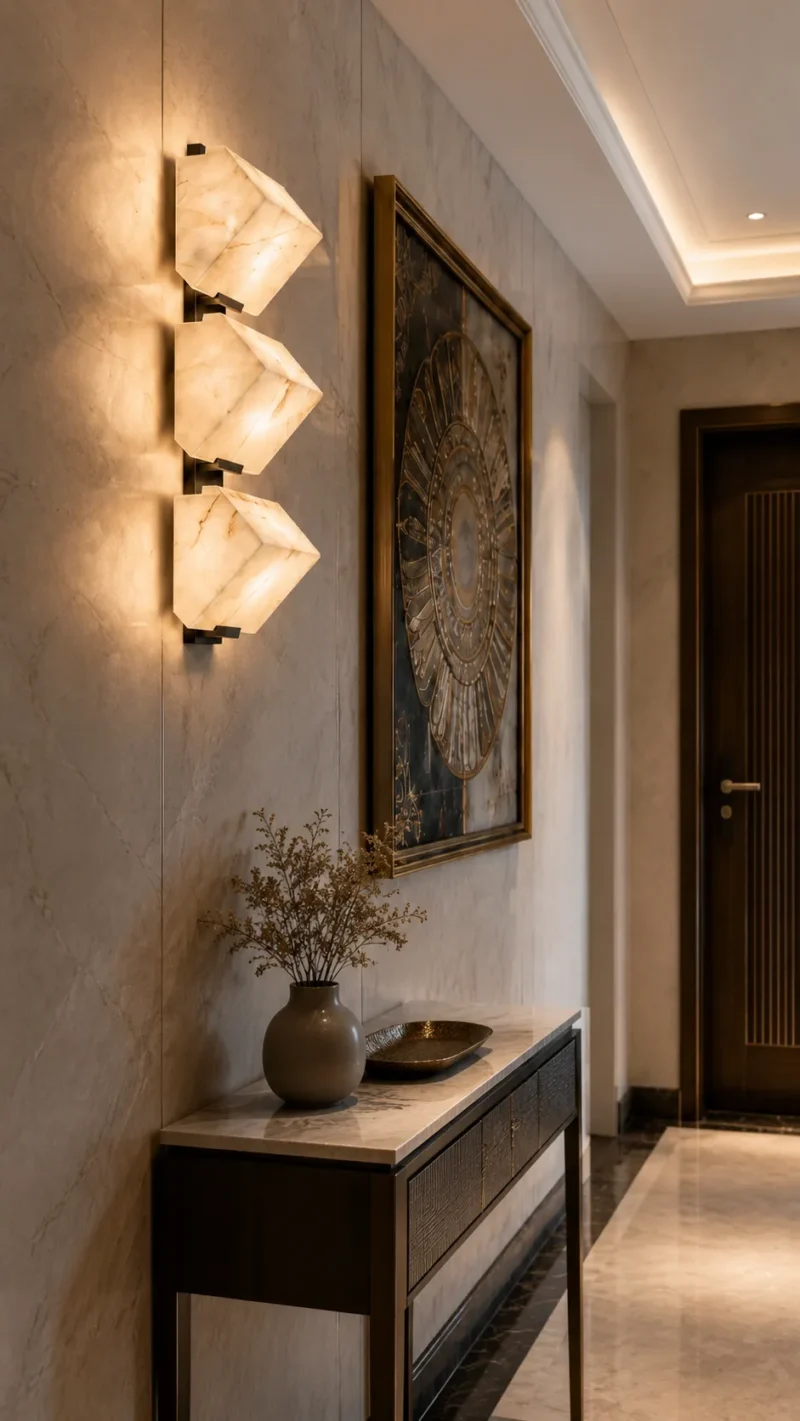 Natural Alabaster Wall Light – Modern Luxury Brass Wall Lamp (1–3 Heads) - Image 3