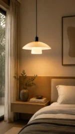Full Spectrum Minimal Glow Pendant Light – Modern Beige LED Ceiling Pendant - Image 5