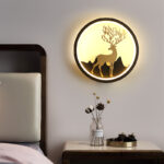 Minimalist Round Wall Light · Turning Deer / Upward Deer - Image 2