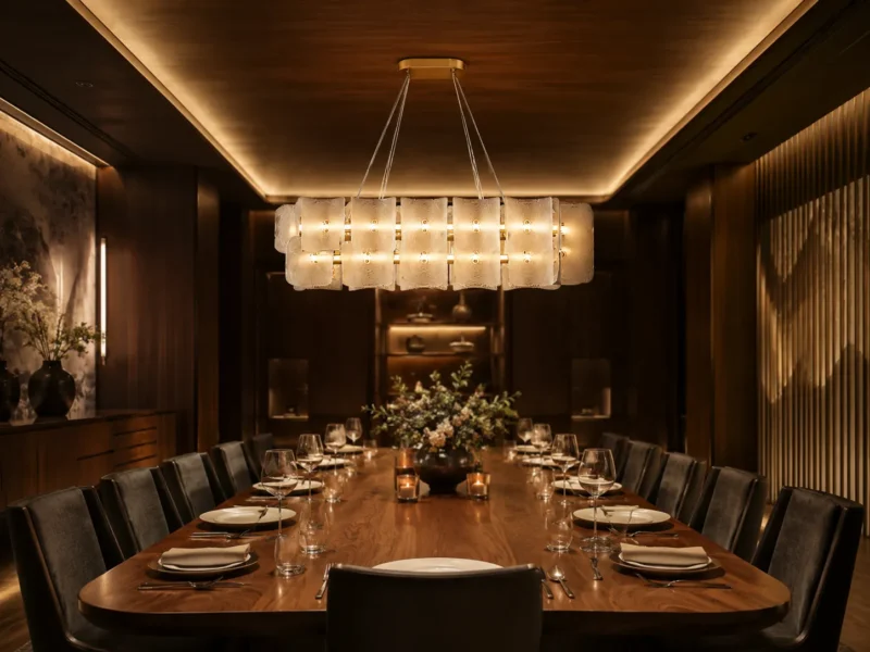 Aurora Ripple Linear Pendant Light | Modern Frosted Glass LED Chandelier - Image 4