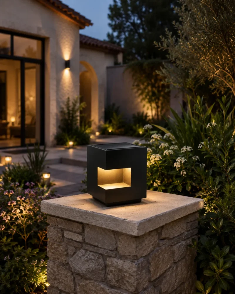 Modern Solar Cube Landscape Light | Outdoor LED Garden Cube 3000K Warm White - Image 4