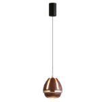 Modern creative flower bud pendant light featuring a walnut wood grain finish and a lens light source at the bottom-963