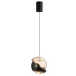 Modern-style asymmetrical rotating pendant light with a lens light source at the bottom-980