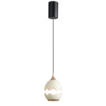 Modern creative eggshell crack-shaped pendant light featuring a lens light source at the bottom-945