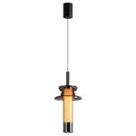 Modern Style Mesh Cylindrical Pendant Light with Ambient Lens Light at the Bottom-1036