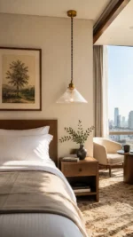 Vintage Ribbed Glass Pendant Light | Brass Industrial LED Pendant Lighting Fixture - Image 3