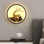 Minimalist Round Wall Light · Turning Deer / Upward Deer - Image 4