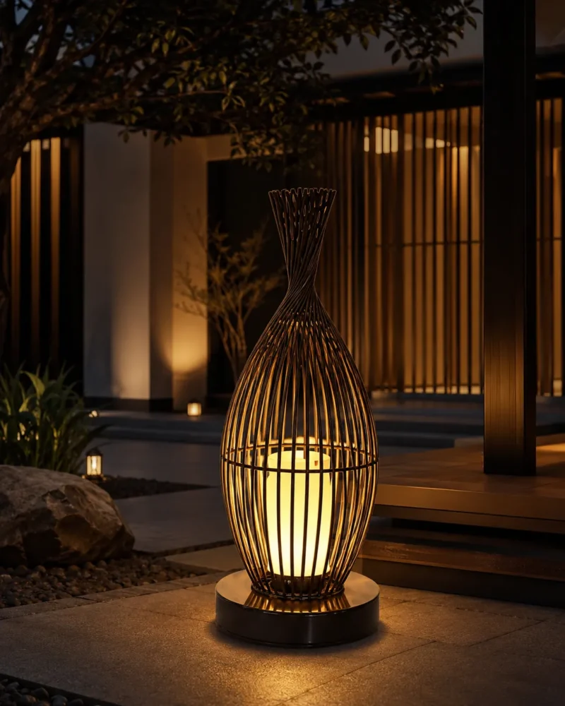 Outdoor Bamboo Lantern Garden Light | Warm White Decorative LED 3000K - Image 2