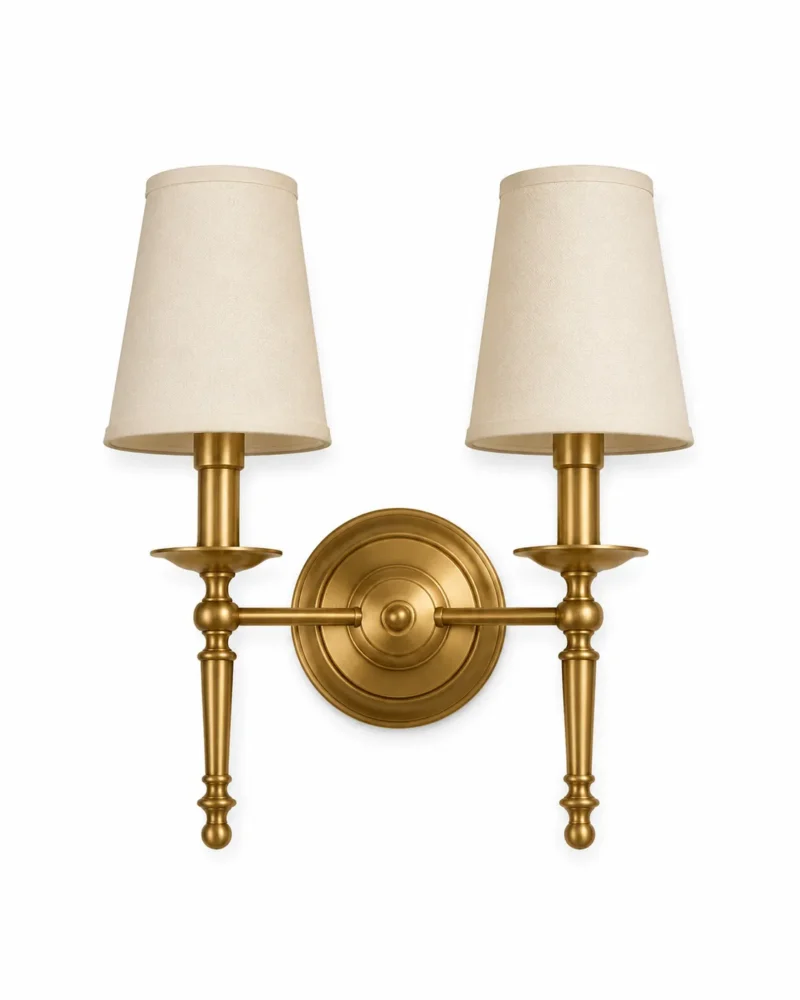 Brass Fabric Wall Light | Vintage Luxury Wall Sconce Antique Brass Decorative Lighting - Image 7