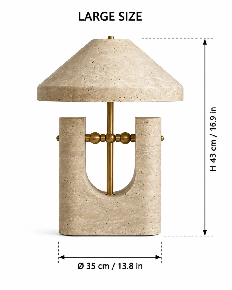 Travertine U-Form Sculptural Table Lamp–Wabi-Sabi Natural Stone LED Series - Image 6