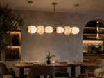 LUMO CLOUD Linear Pendant Light | Modern Brass Marble LED Lighting Fixture - Image 6