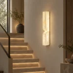 Alabaster Wall Light | Modern Brass LED Wall Lamp Minimal Luxury Lighting Fixture - Image 3