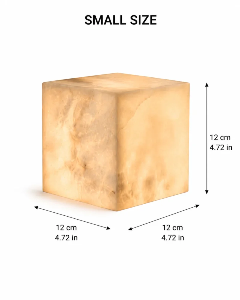 Snowflake Alabaster Glow Cube Lamp | Minimalist Stone LED Table Light - Image 6