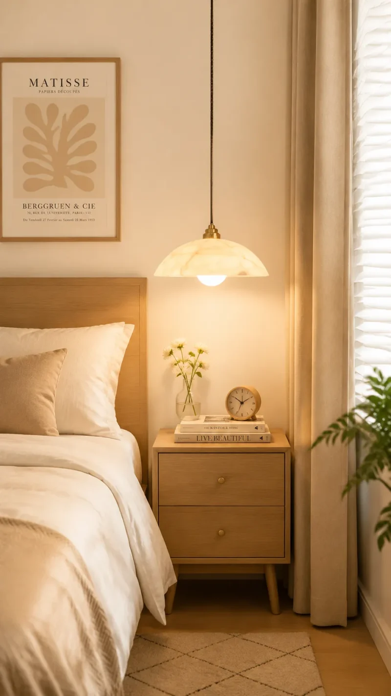 Spanish Alabaster Pendant Light – Modern Minimalist Brass Pendant Light - Image 4