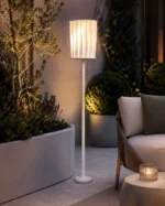 Pleated Glow White Outdoor Floor Lamp for Patio and Garden Lighting - Image 2