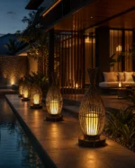 Outdoor Bamboo Lantern Garden Light | Warm White Decorative LED 3000K - Image 3