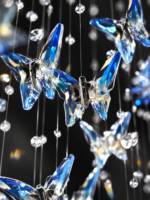 Crystal Butterfly Cascade Chandelier | Luxury Blue Crystal Staircase Lighting Fixture - Image 3