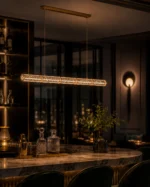 Champagne Gold Crystal Linear Pendant Light – Modern Kitchen Island Lighting - Image 2