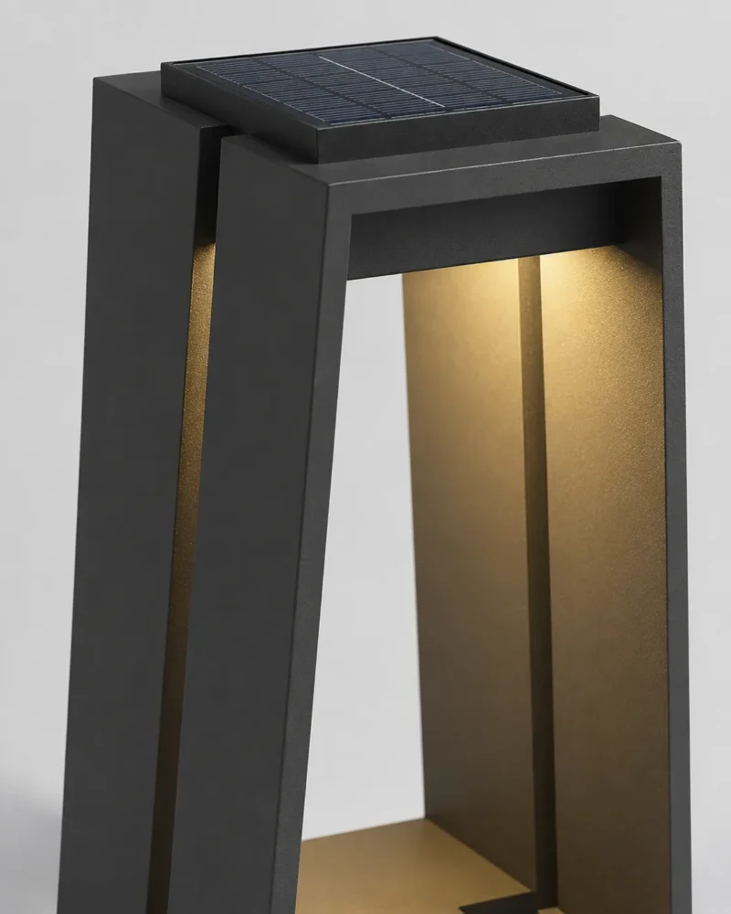 Elira Black Solar Outdoor Bollard Light for Garden Pathway and Courtyard Lighting - Image 4