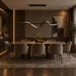WAVE Linear Art Pendant Light | Sculptural Black LED Linear Chandelier - Image 4
