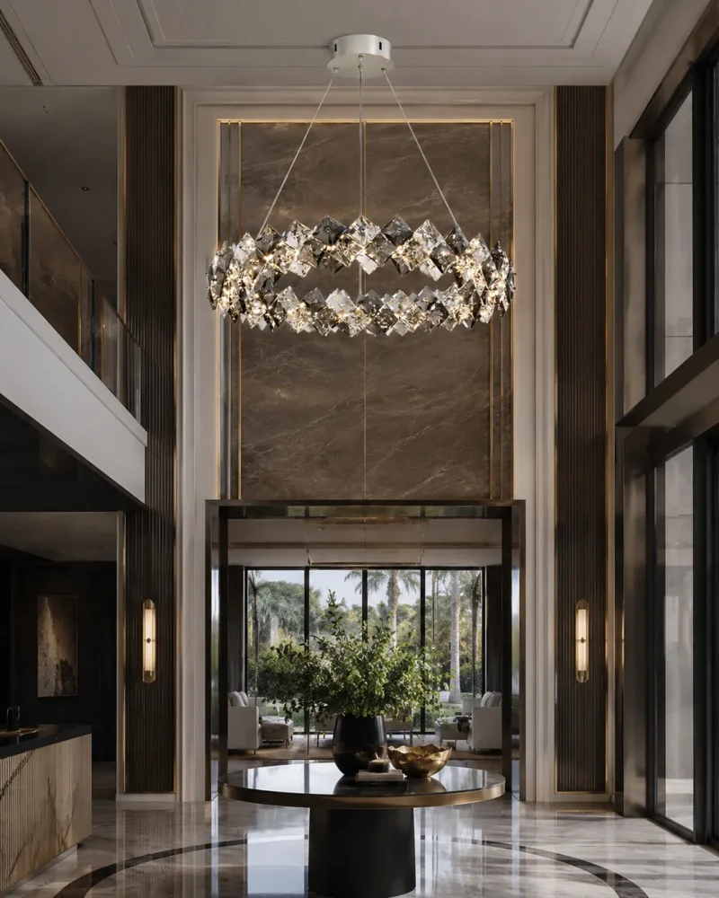 Crystal Ring LED Pendant Light | Modern Luxury Crystal Chandelier Ceiling Lighting - Image 4