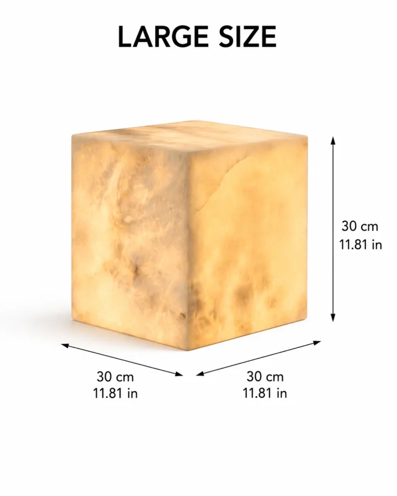 Snowflake Alabaster Glow Cube Lamp | Minimalist Stone LED Table Light - Image 7