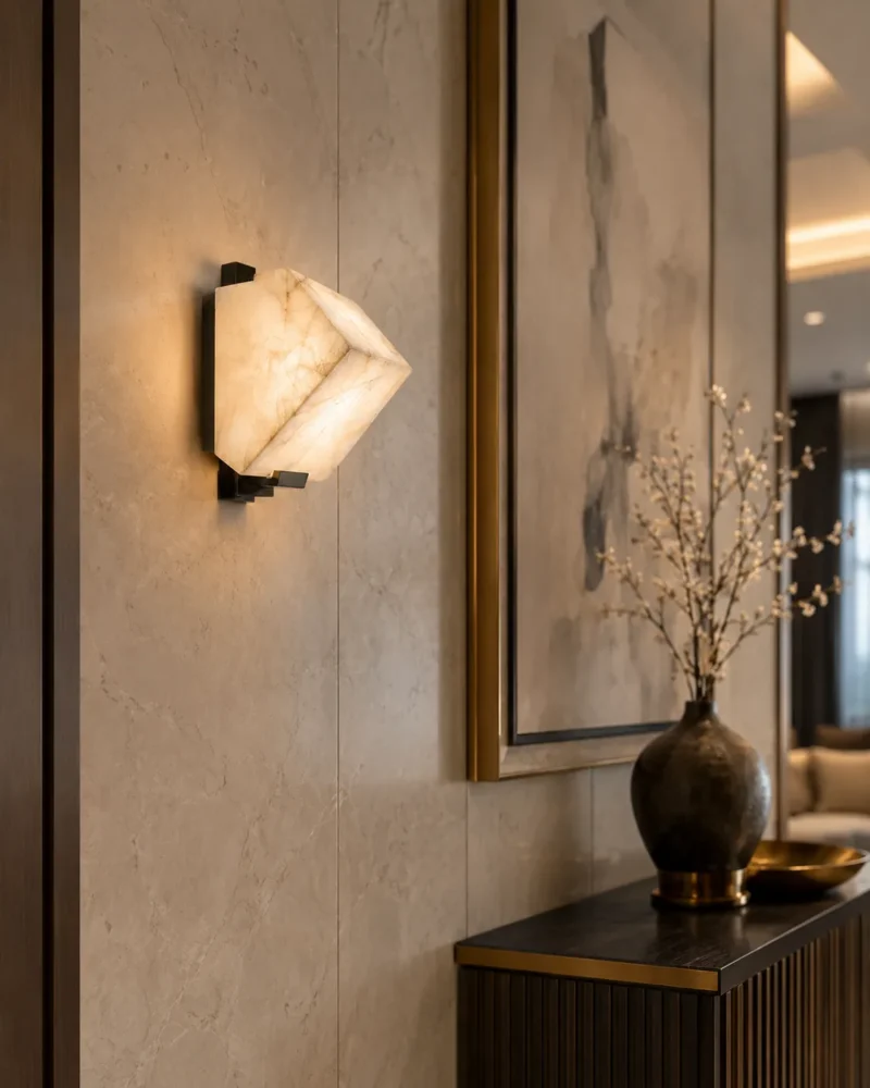 Natural Alabaster Wall Light – Modern Luxury Brass Wall Lamp (1–3 Heads) - Image 2