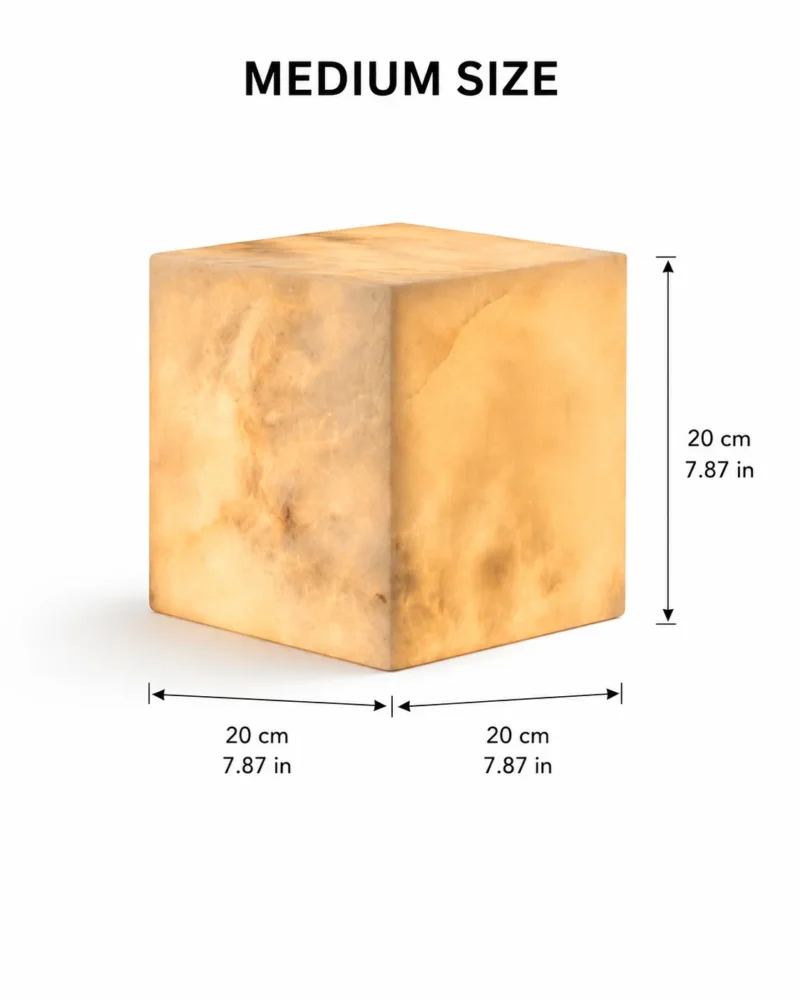 Snowflake Alabaster Glow Cube Lamp | Minimalist Stone LED Table Light - Image 5