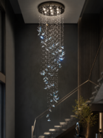 Crystal Butterfly Cascade Chandelier | Luxury Blue Crystal Staircase Lighting Fixture - Image 5