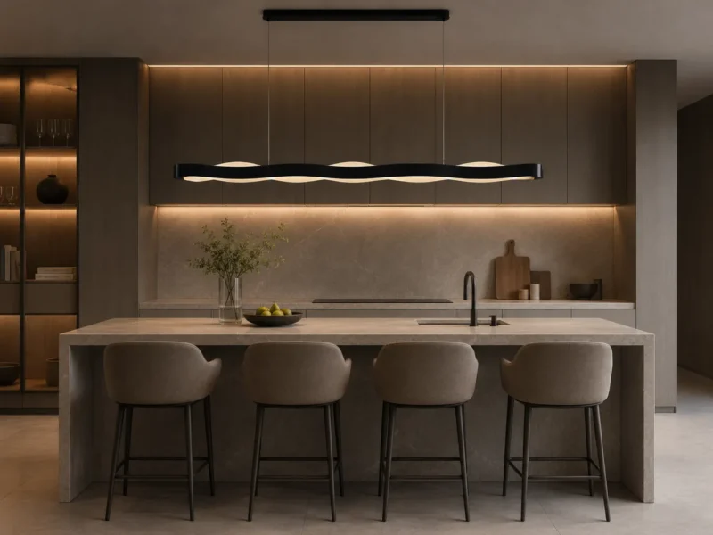 Modern Wave Linear Pendant Light | Minimalist LED Wave Chandelier - Image 4