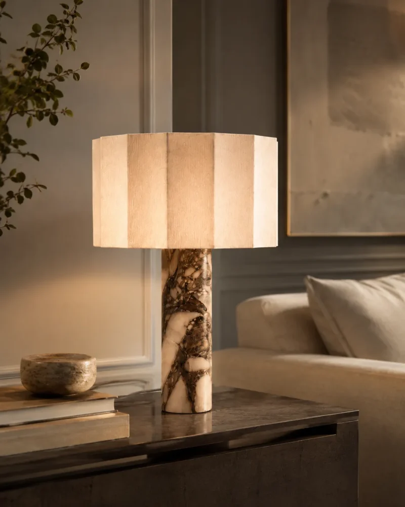 Modern Marble Table Lamp – Luxury Bedside & Living Room Lighting - Image 4